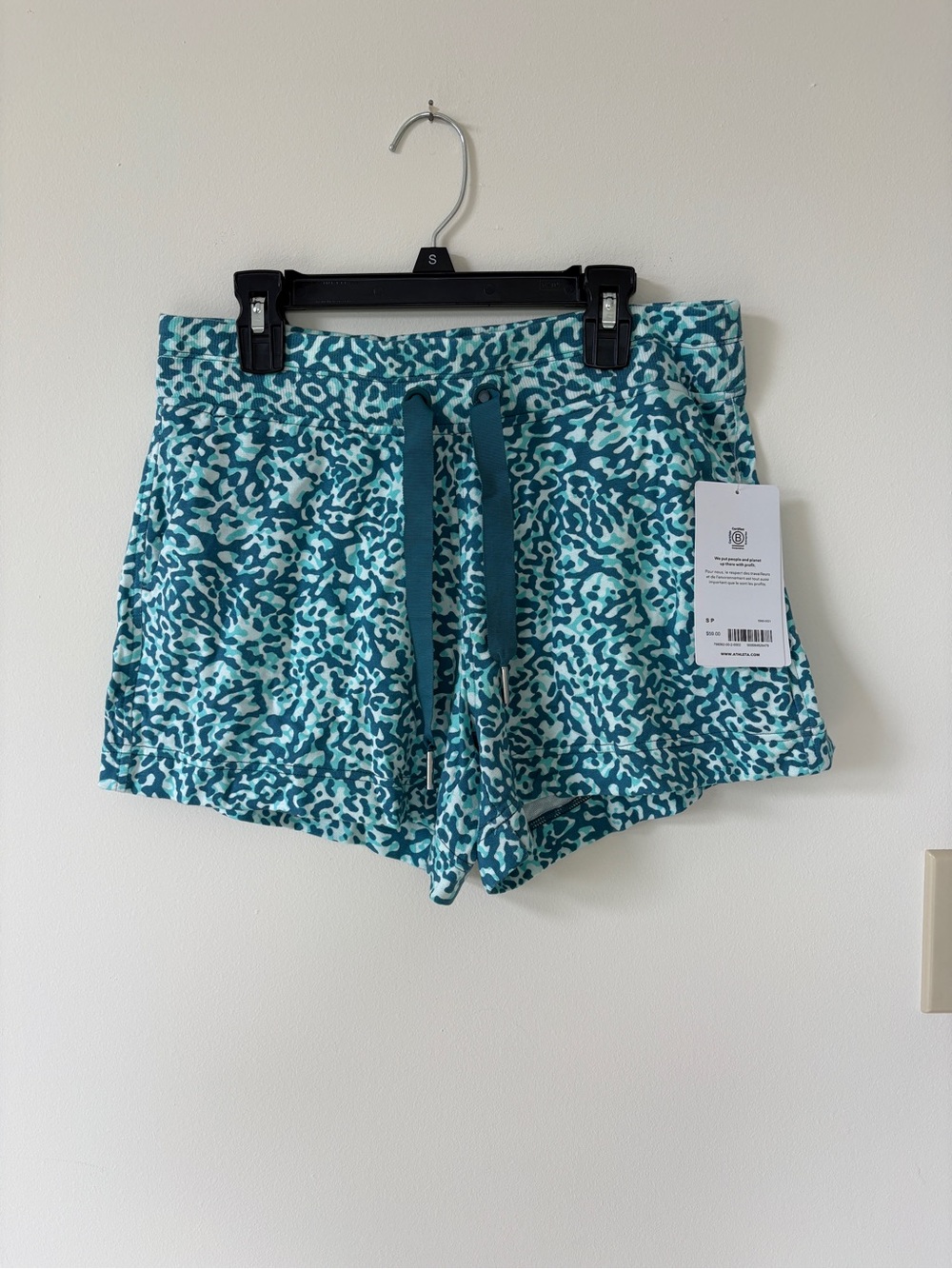 Athleta Women's Teal Animal Print Drawstring Shorts